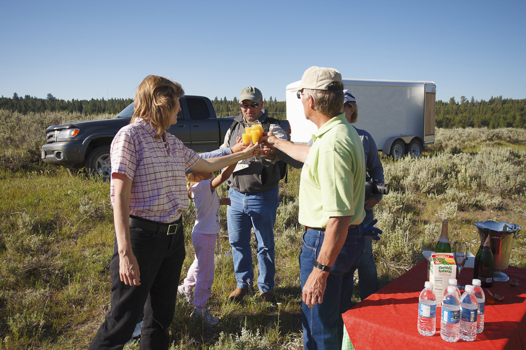 Post-Flight Toast.  Landing very near to the Harry Morgan Fishing access along the Blackfoot River in Western Montana, 4 miles south of Ovando,55 miles from Missoula.